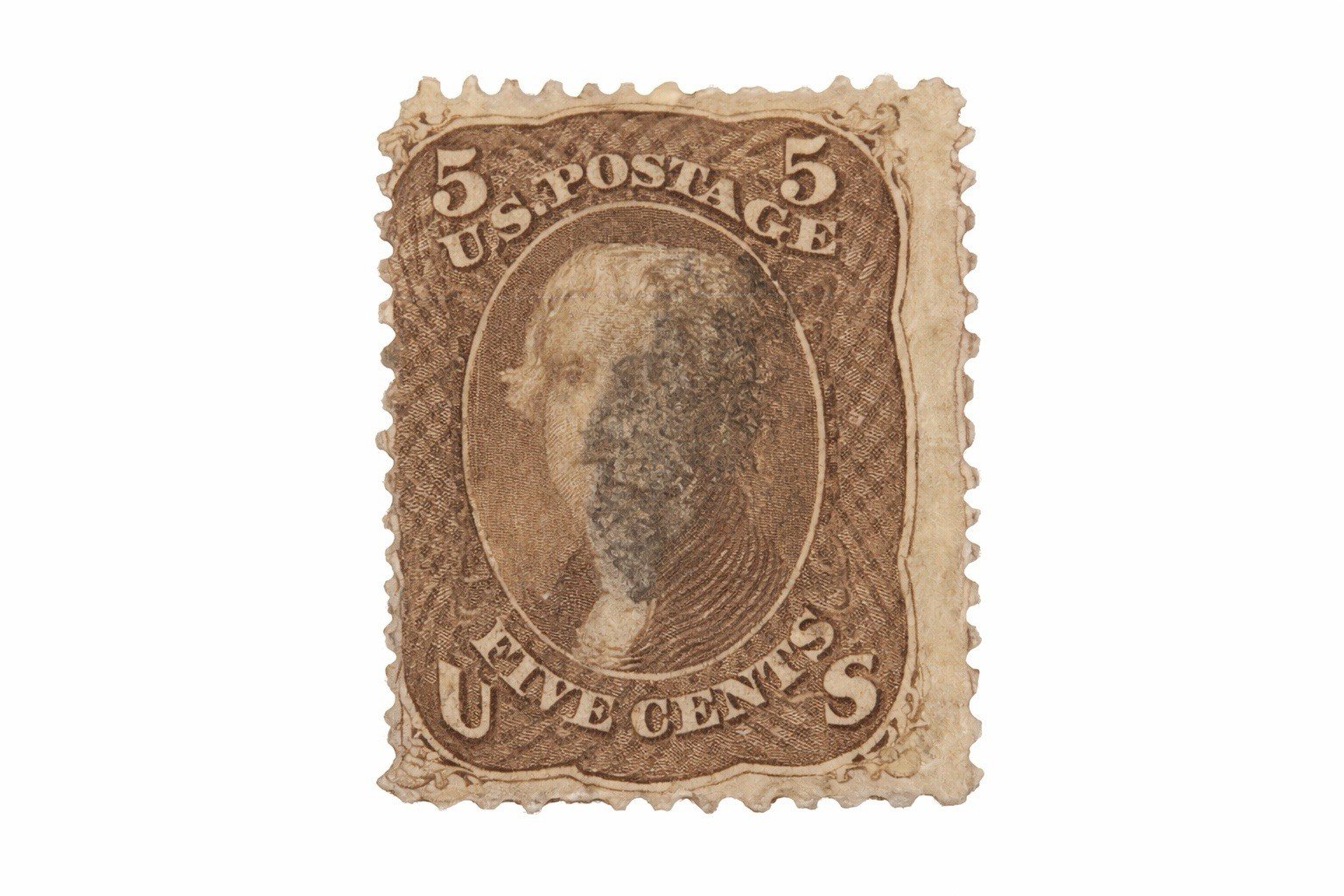 US Stamps Scott #95 5c Jefferson F Grill  Used photo 2