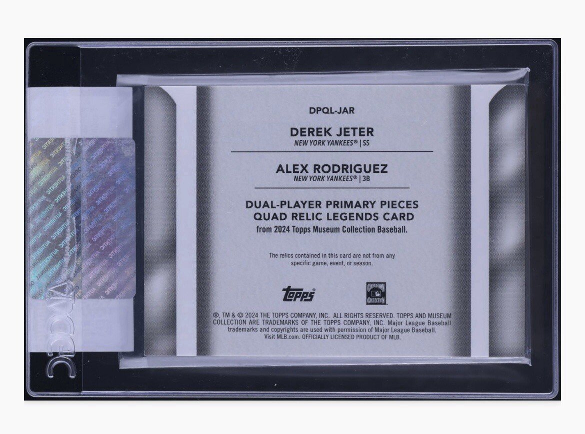 2024 Topps Museum Collection Derek Jeter & Alex Rodriguez PATCH 20 CGC AUTHENTIC photo 2