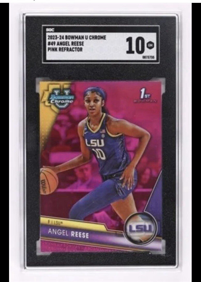 2023-24 Bowman University Chrome - #49 Angel Reese SGC 10 Pink Refractor