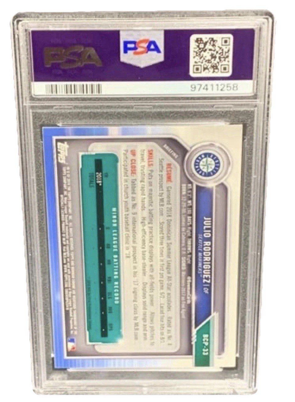 2019 Bowman - Chrome  Mega Box # 33 Julio Rodriguez PSA 10 photo 2