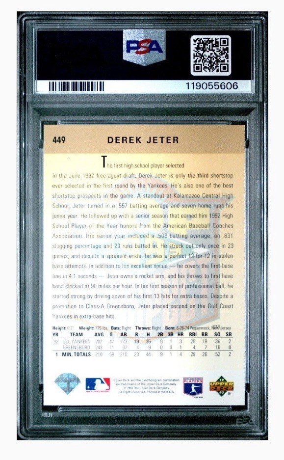 1993 UPPER DECK DEREK JETER #449 NM-MT 8 photo 2