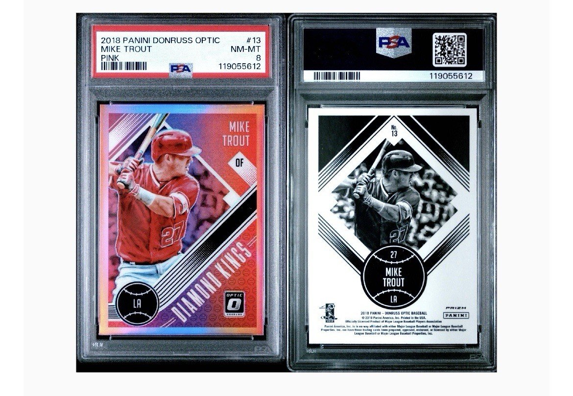 2018 PANINI DONRUSS OPTIC MIKE TROUT PINK #13 NM-MT 8 photo 3