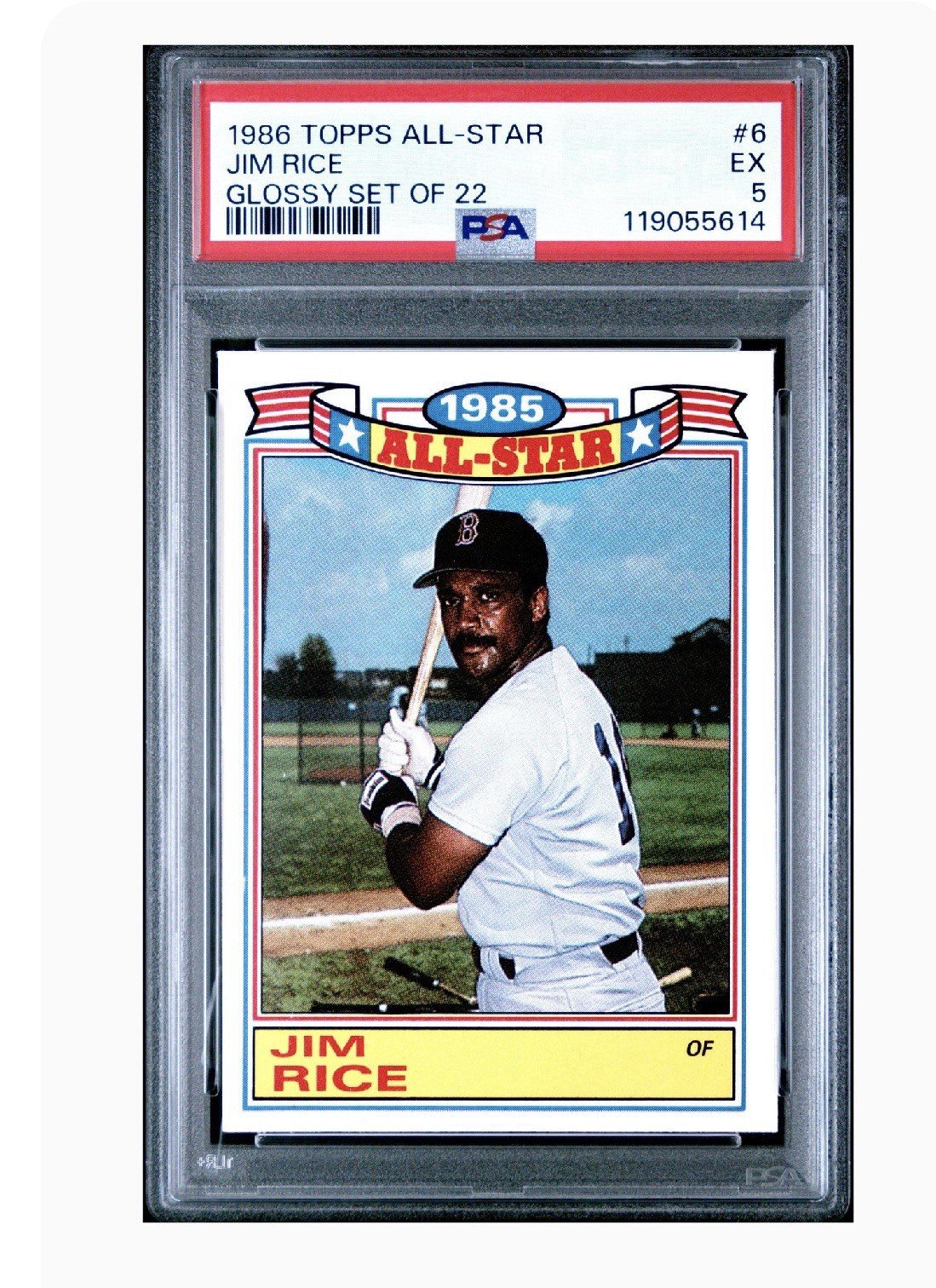 1986 TOPPS ALL-STAR JIM RICE GLOSSY SET OF 22 PSA #6 EX 5