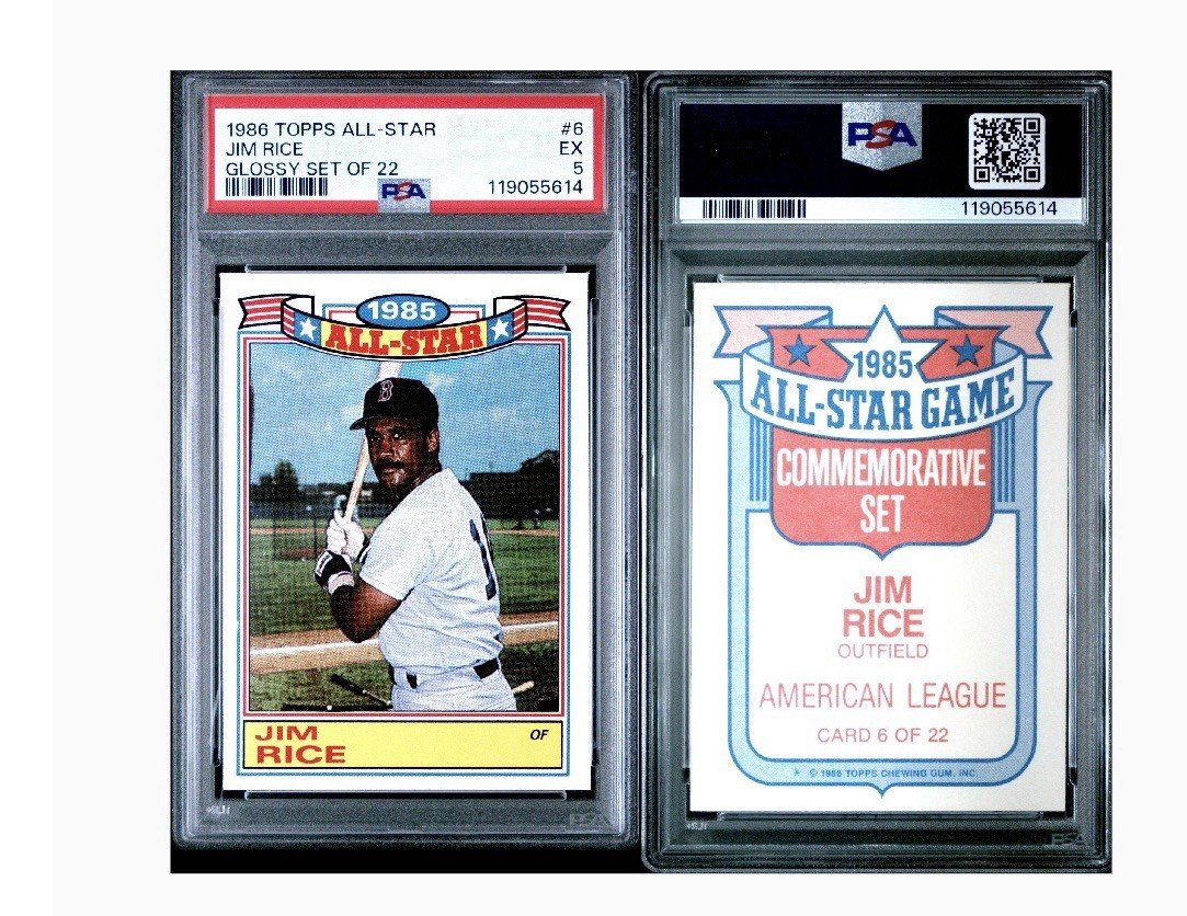 1986 TOPPS ALL-STAR JIM RICE GLOSSY SET OF 22 PSA #6 EX 5 photo 3