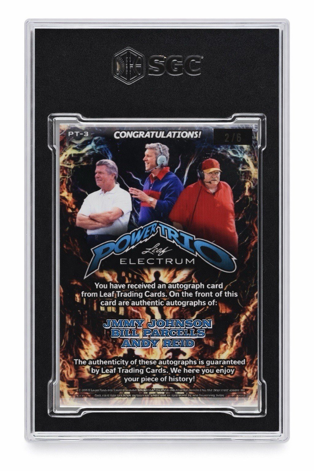 #2/6 JOHNSON / PARCELLS / REID AUTO FOOTBALL CARD PT-3 POWER TRIO SGC 9.5 photo 4