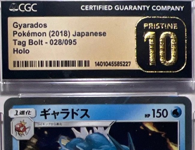 CGC 10 Pristine Gyarados 028/095 Japanese Holo  Tag Bolt 2018 photo 3