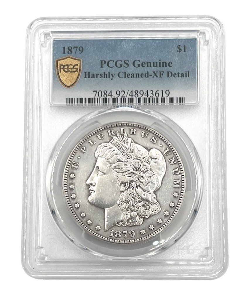 1879 Morgan Silver Dollar PCGS Genuine Harshly Cleaned XF Detail Better Coin