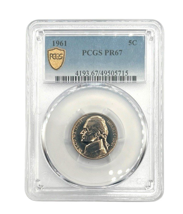 1961 Jefferson Nickel PCGS PR67 Proof Gem Proof 5C Certified Coin
