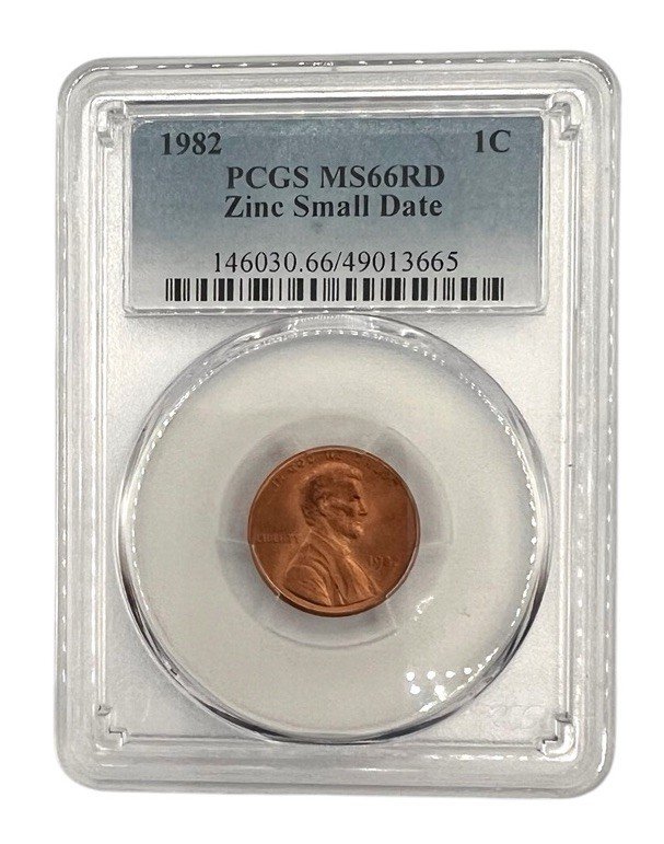 1982 Lincoln Cent Zinc Small Date PCGS MS66RD Red Penny Certified Coin photo 2