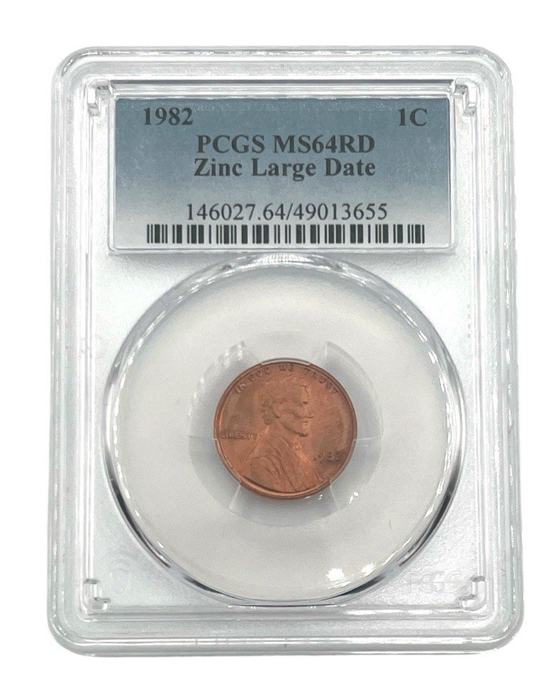 1982 Large Date Zinc Lincoln Cent PCGS MS64RD Red Graded Penny