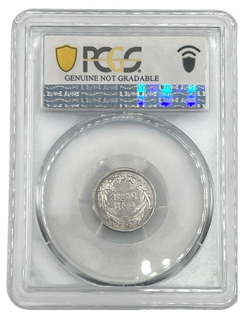 1911 Barber Dime PCGS Genuine AU Details Cleaned 90% Silver 10C photo 2