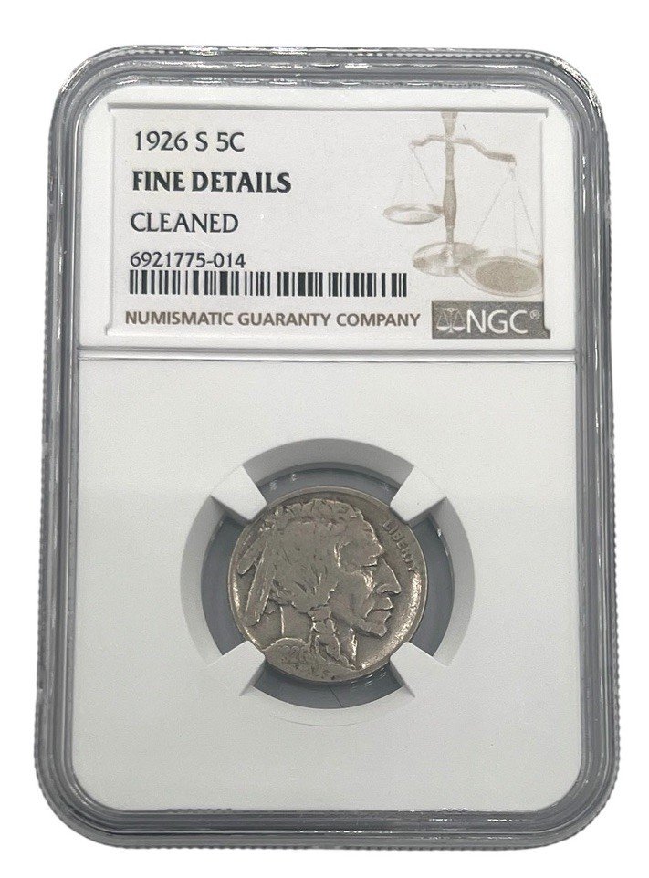1926-S Buffalo Nickel NGC Fine Details Cleaned Better Date 5C