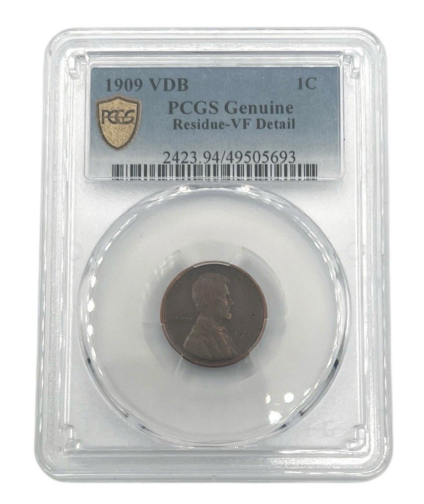 1909 VDB Lincoln Cent PCGS Genuine Residue VF Details Coin