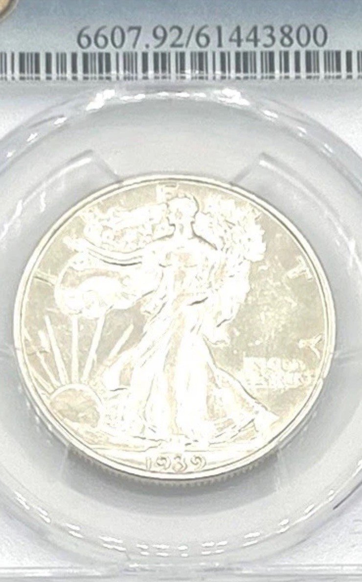 1939-D Walking Liberty Half Dollar PCGS Genuine Cleaned AU Detail Silver 50C photo 3