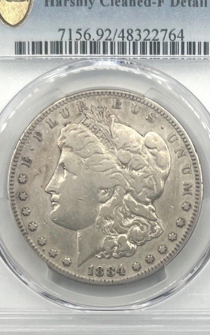 1884-S Morgan Silver Dollar PCGS Genuine F Details Harshly Cleaned photo 3