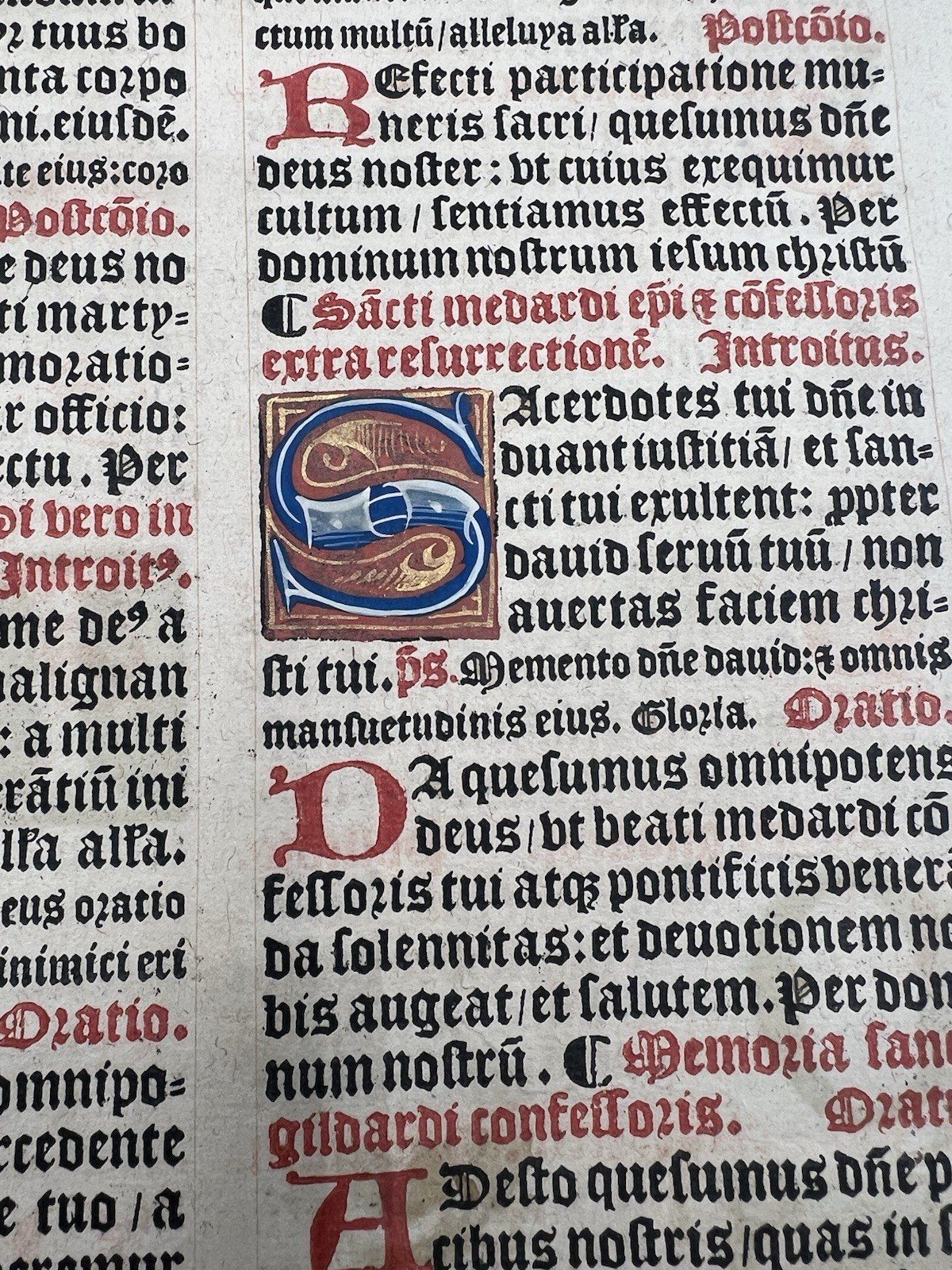 C1540 Illuminated Latin Missal Leaf St Boniface Gold Initials # 1050 photo 7