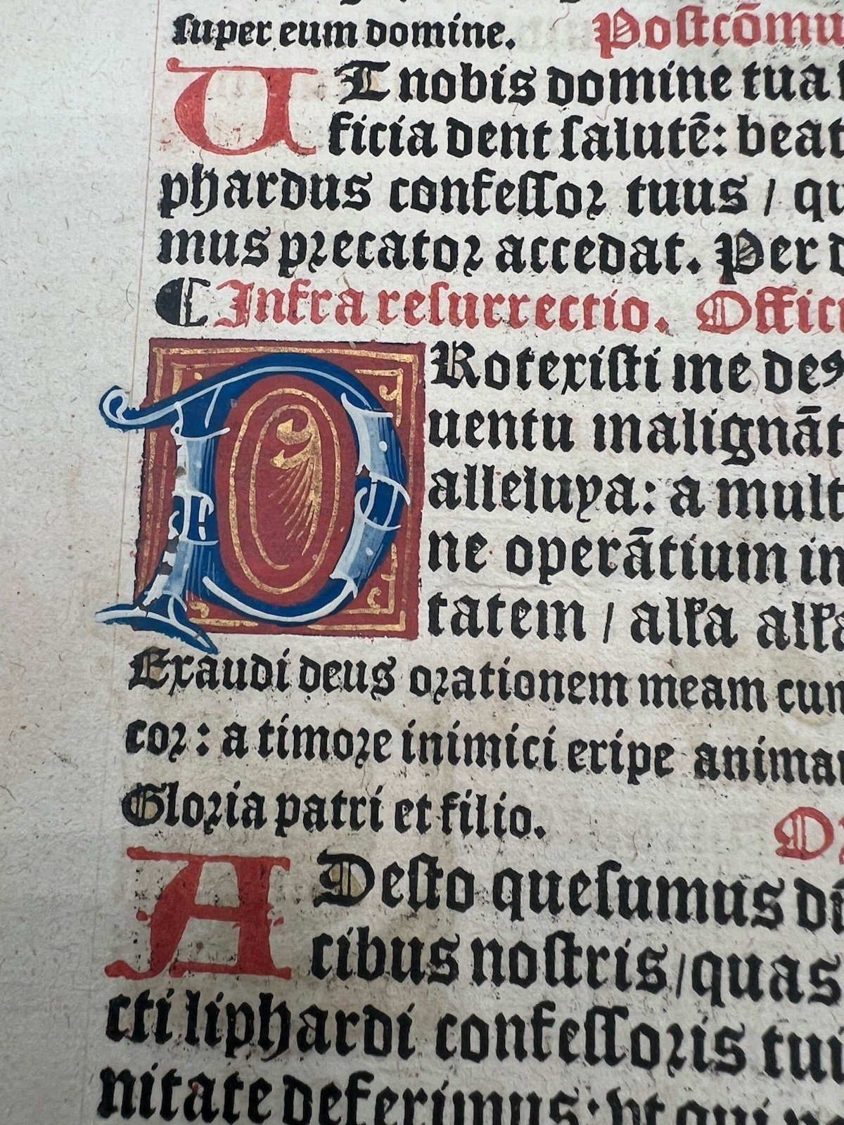 C1540 Illuminated Latin Missal Leaf St Boniface Gold Initials # 1050 photo 12