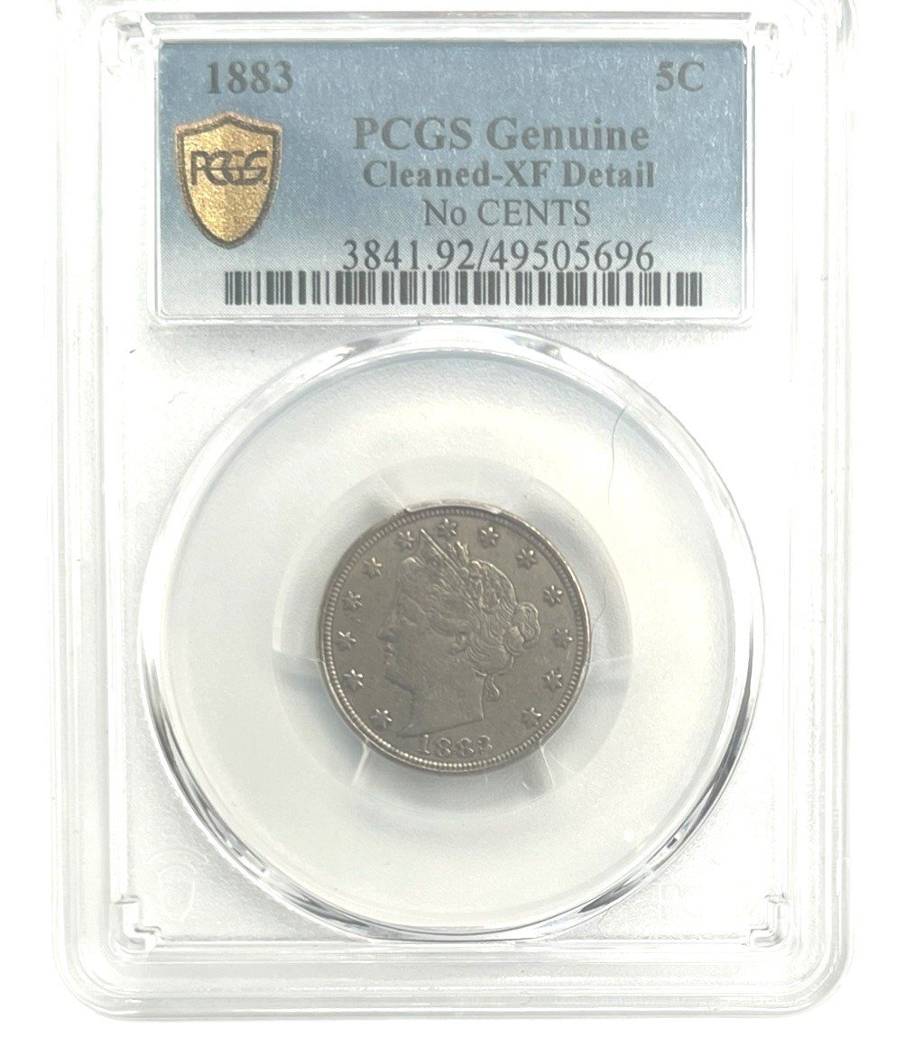 1883 Liberty Head V Nickel No CENTS PCGS Genuine XF Detail Cleaned