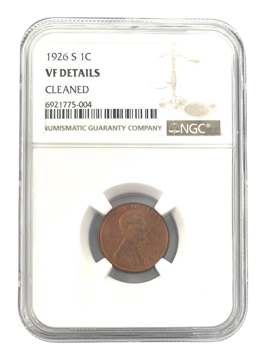 1926-S Lincoln Wheat Cent NGC VF Details Cleaned Key Date Better Date Penny