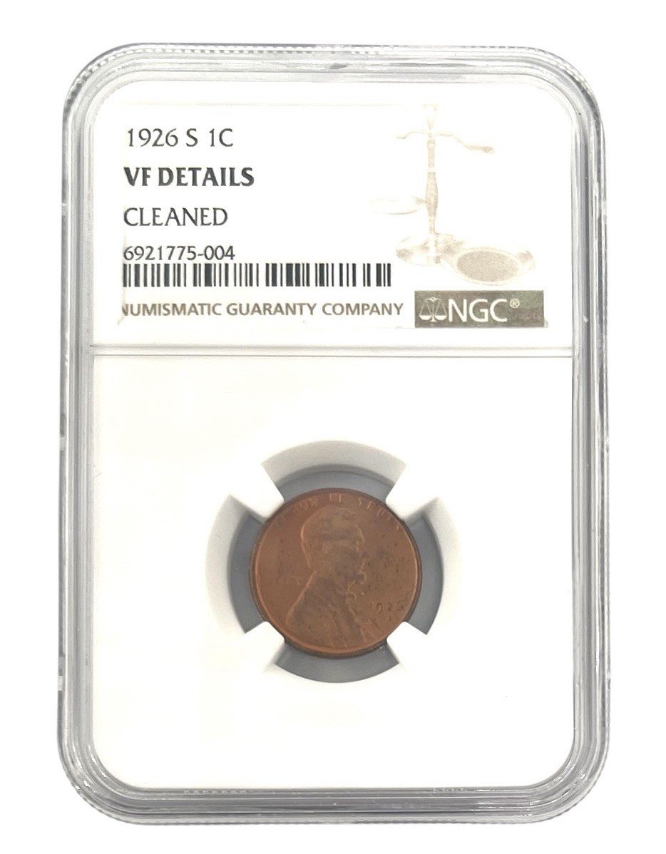 1926-S Lincoln Wheat Cent NGC VF Details Cleaned Semi-Key Date Penny