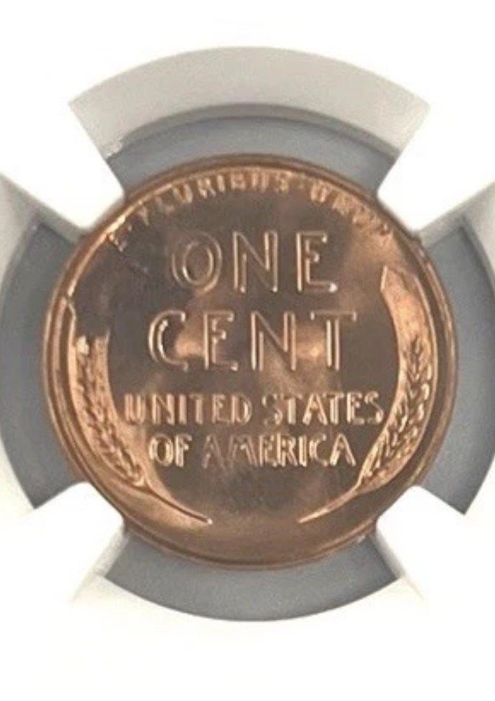 1955-S Lincoln Cent NGC MS65 RD Reverse Struck Through Mint Error photo 3