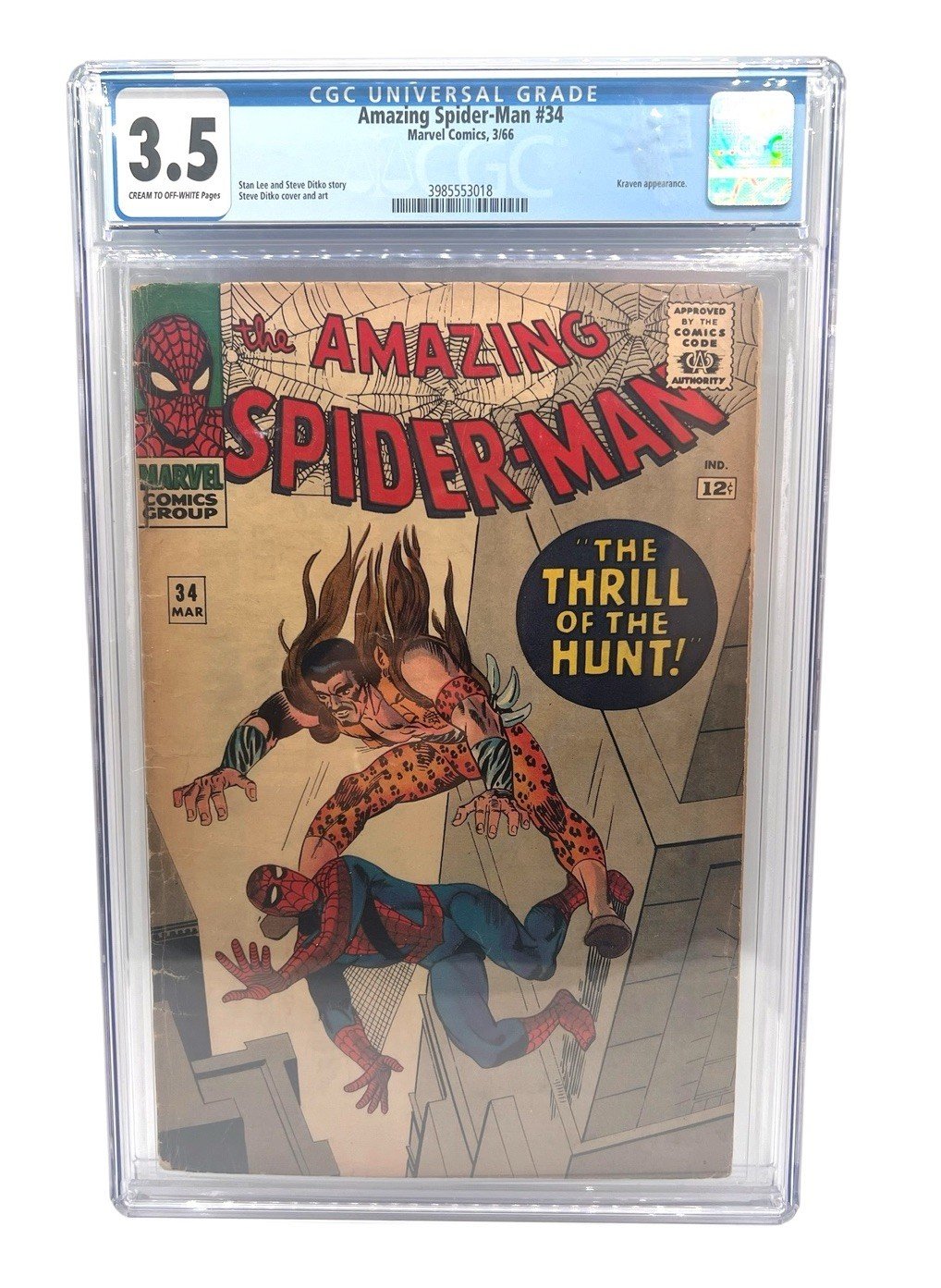 Amazing Spider-Man #34 CGC 3.5 1966 Kraven Appearance Marvel