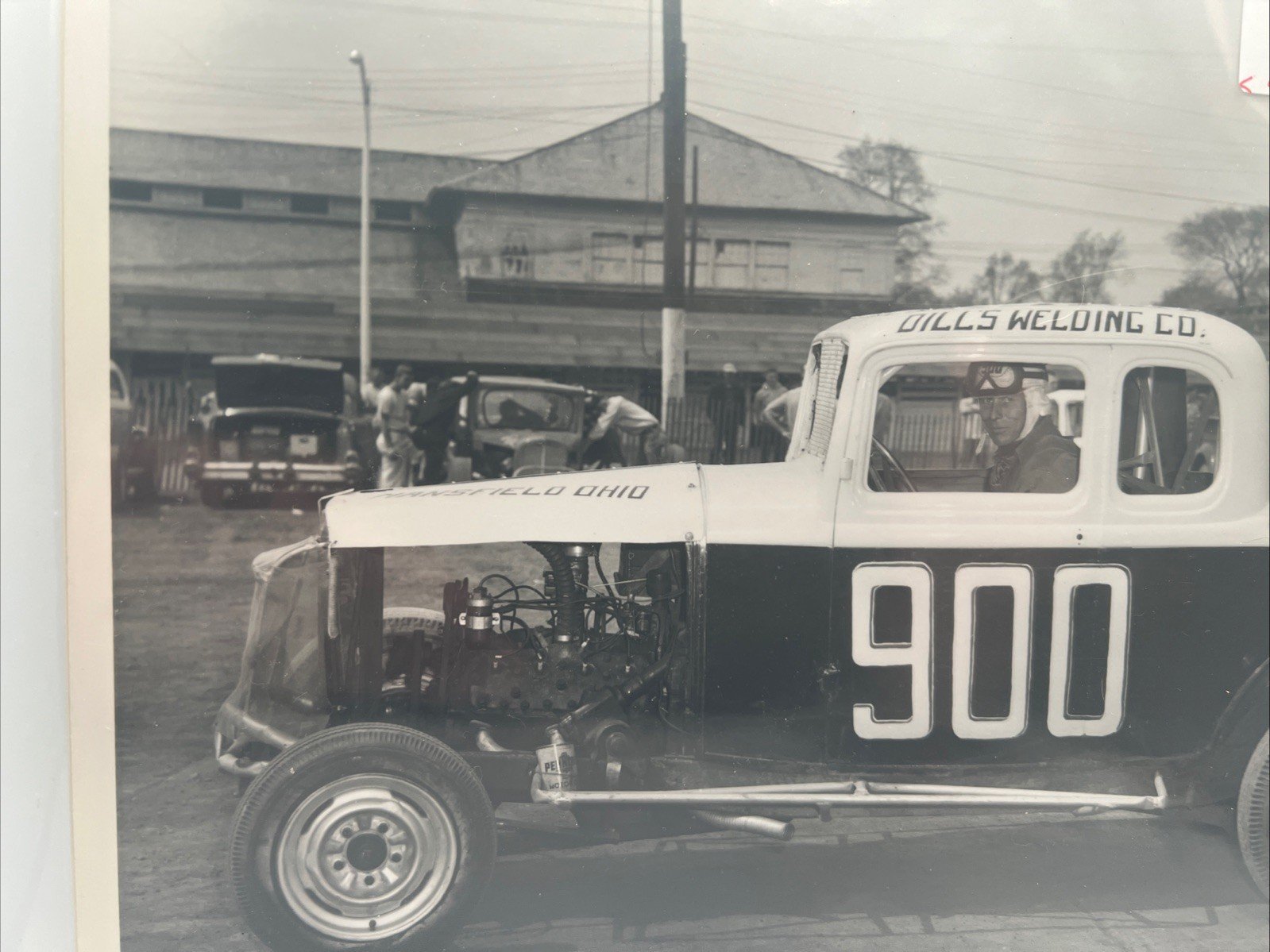 1958 O.S. Fairgrounds Dirt Track Race Car #900 Mills Welding Press Photo #  1055 photo 4