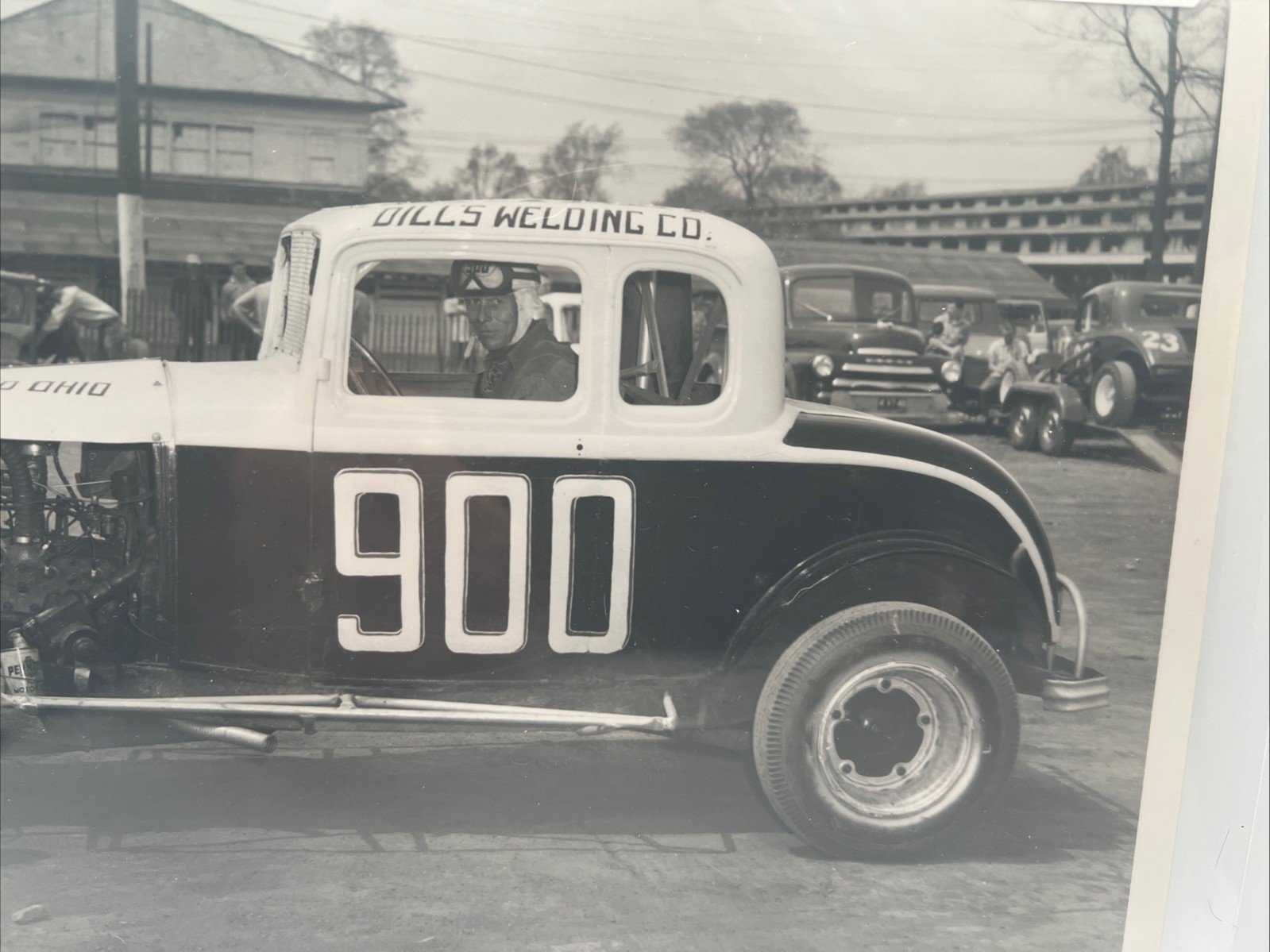 1958 O.S. Fairgrounds Dirt Track Race Car #900 Mills Welding Press Photo #  1055 photo 5