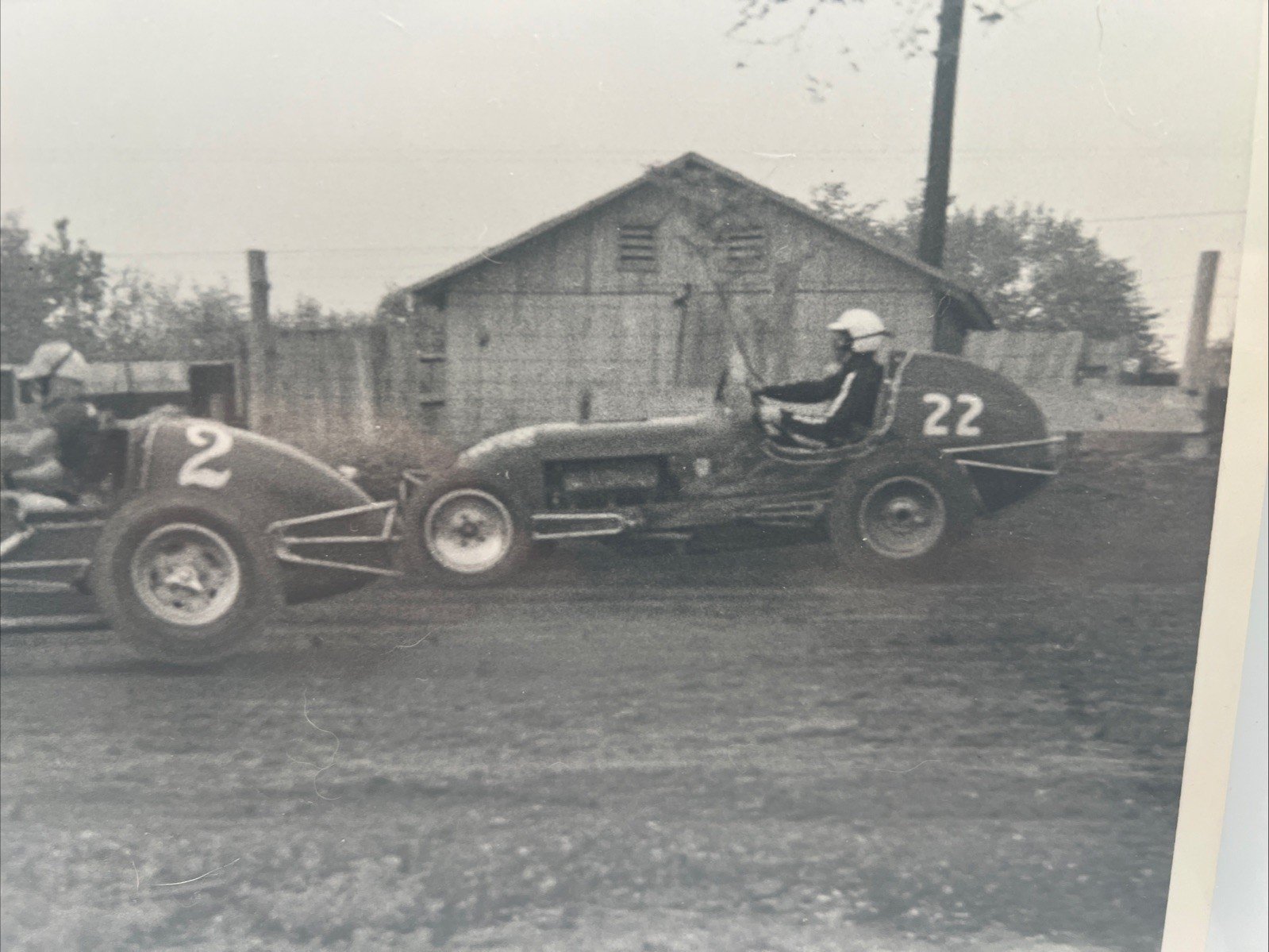 1957 Powell Ohio Dirt Track Race Photo Red Amick #2 Lefty Clum #22   # 1057 photo 3