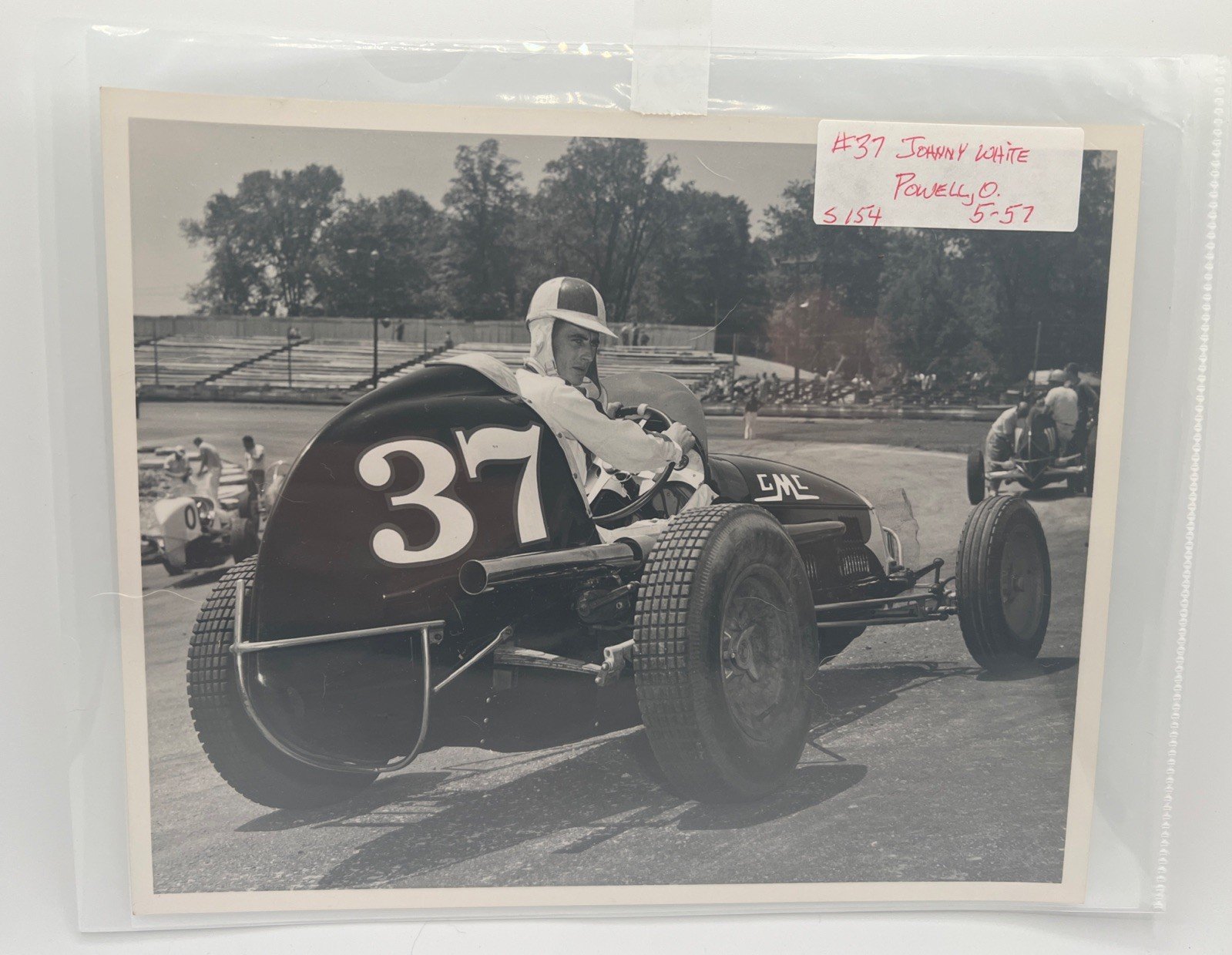 1957 Johnny White #37 Race Car Original Vintage Racing Photograph 5-1957. # 1058