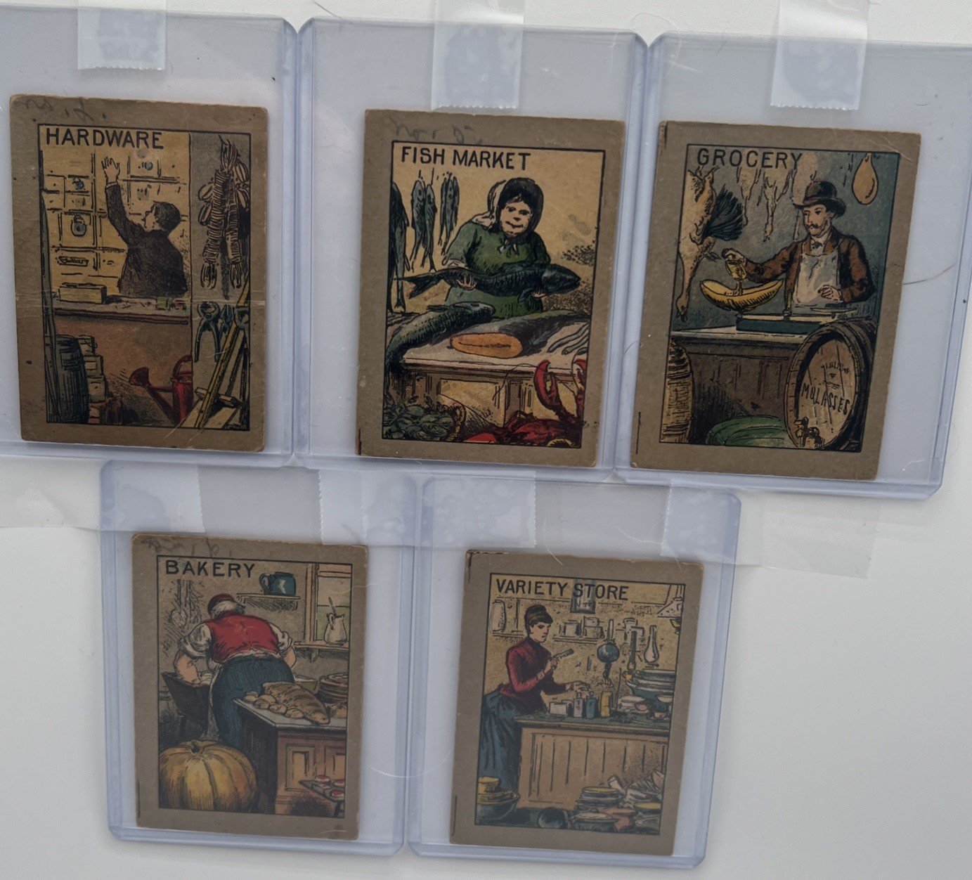 Antique Occupation Trade Card Lot Fish Market Grocery Bakery Hardware 5