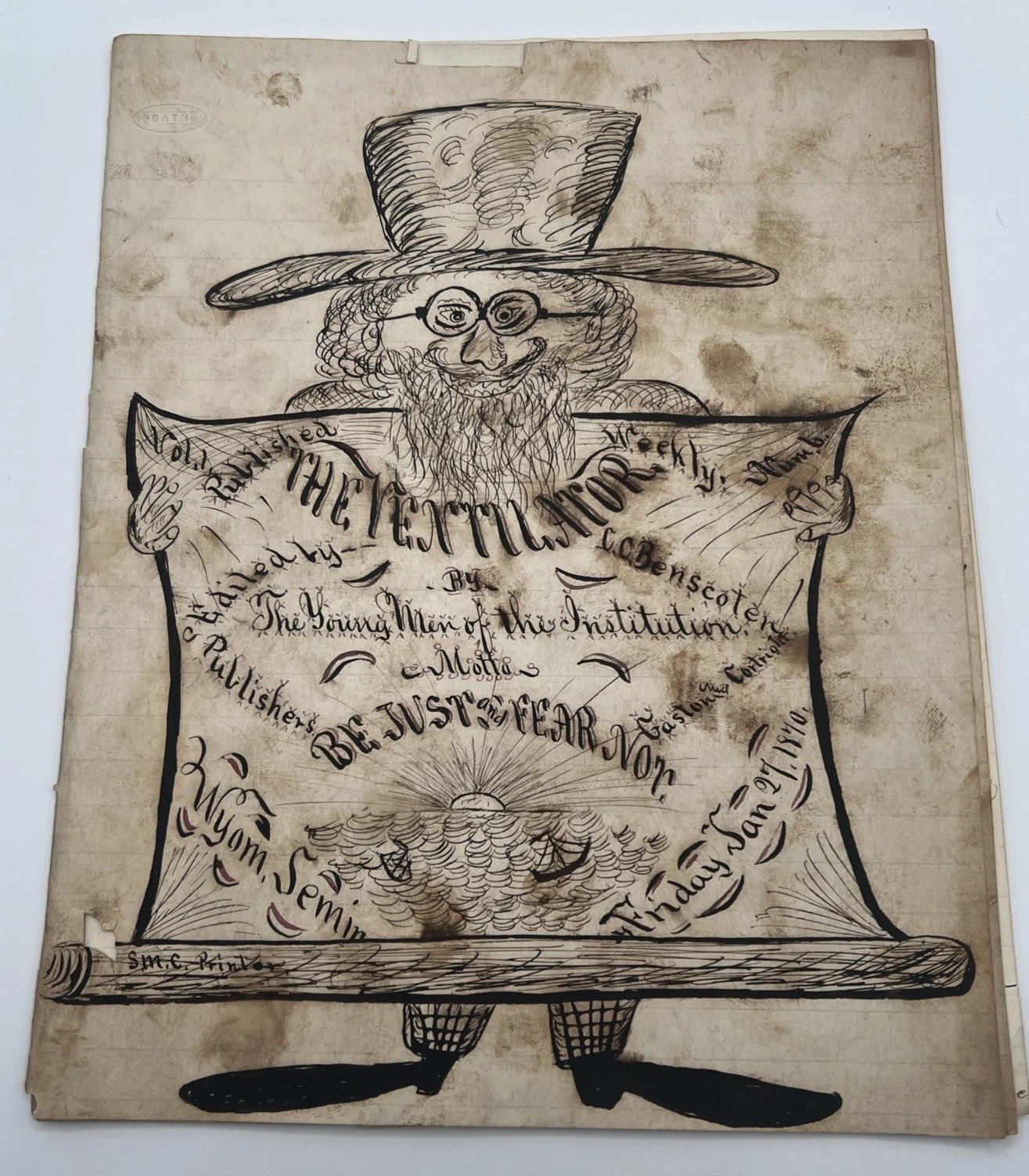 Rare 1870 The Ventilator Handwritten Wyoming Seminary Manuscript Newspaper #1062