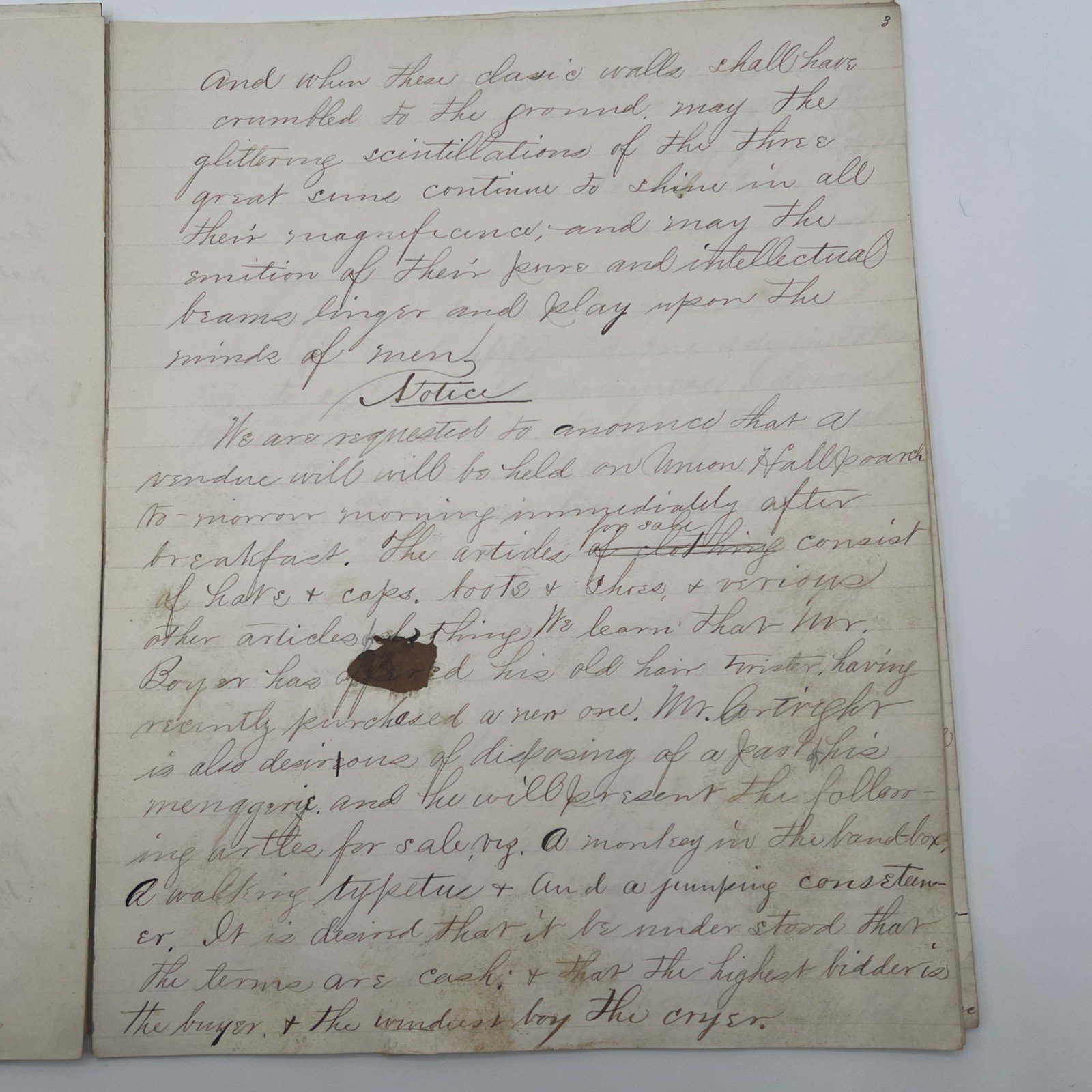 Rare 1870 The Ventilator Handwritten Wyoming Seminary Manuscript Newspaper #1062 photo 4