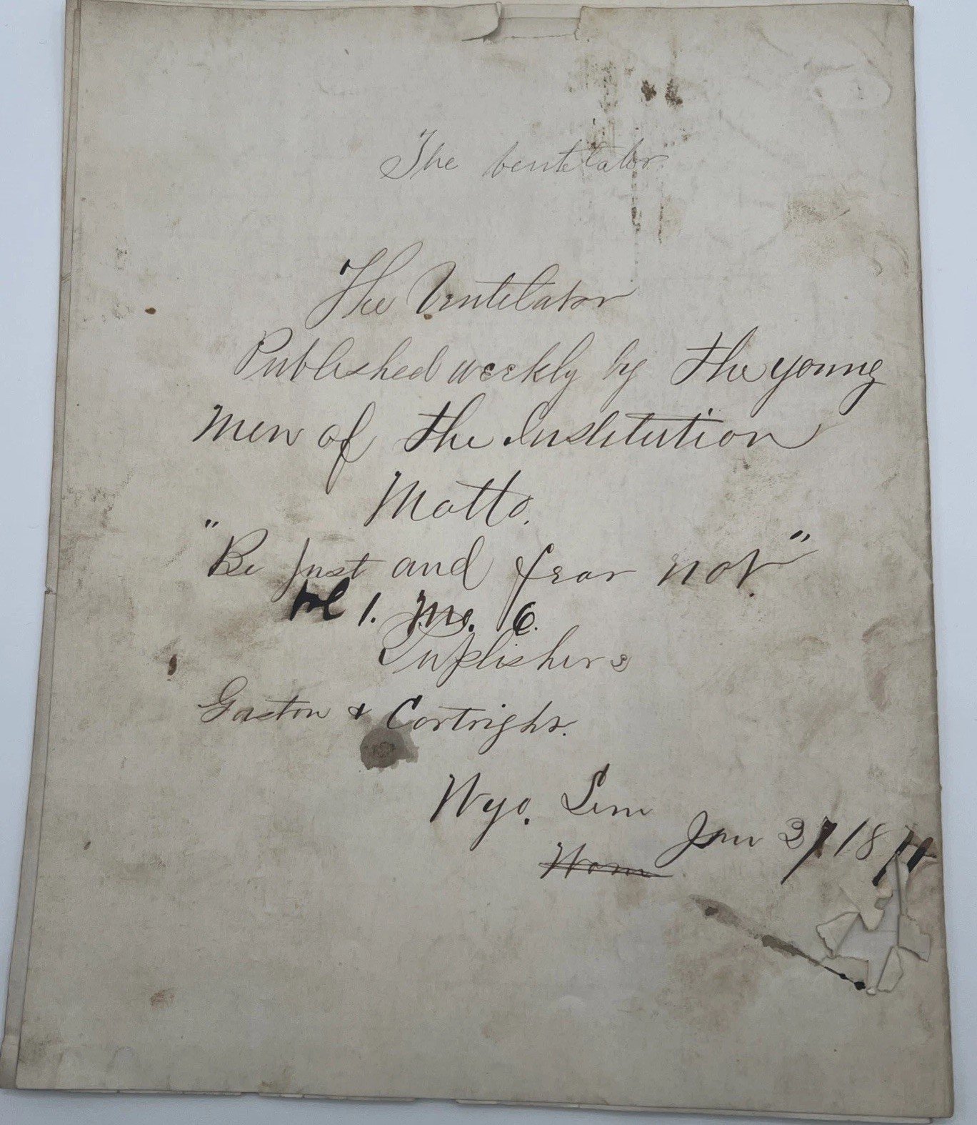 Rare 1870 The Ventilator Handwritten Wyoming Seminary Manuscript Newspaper #1062 photo 11