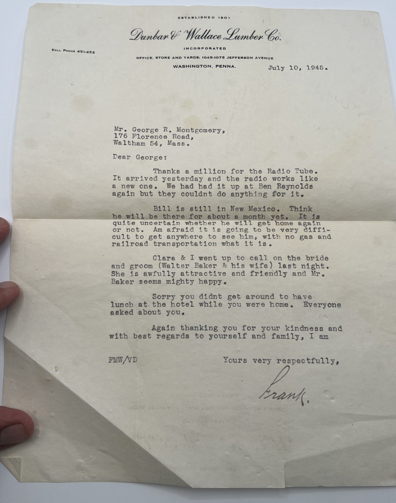 George R Montgomery W3KVS Ham Radio Archive ARRL Letters 1938-1964 # 1063 photo 4