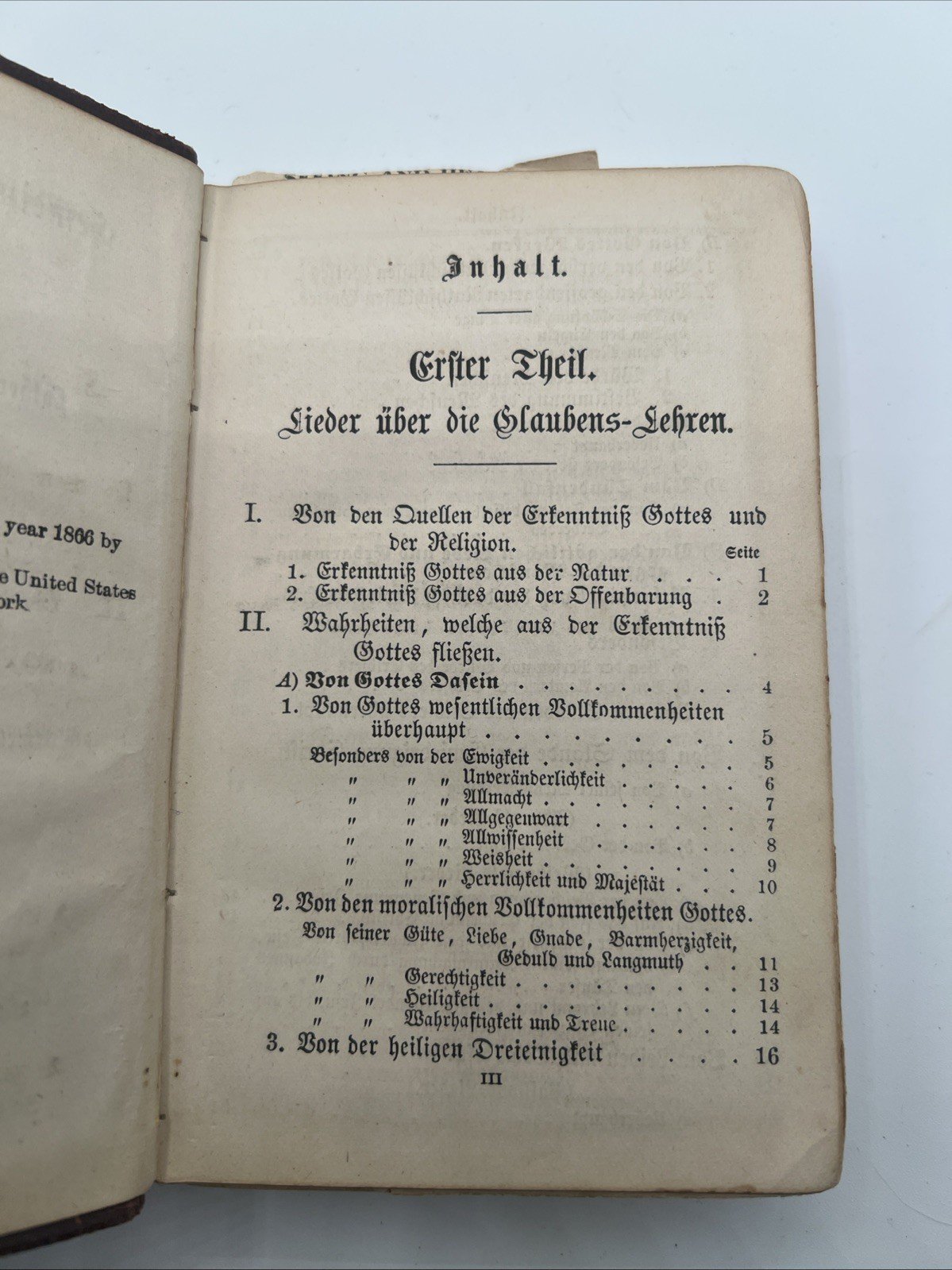1866 German Gesang Buch, multi-part hymnal/song book, gilt leather binding.#1073