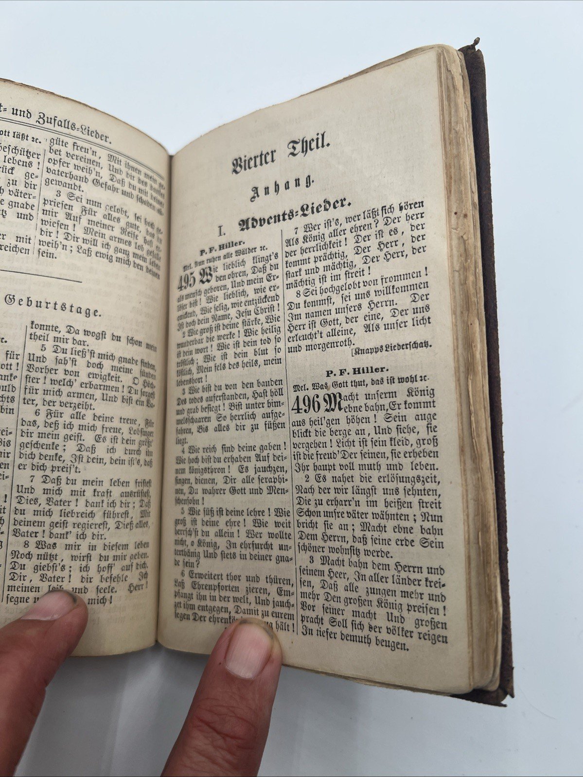 1866 German Gesang Buch, multi-part hymnal/song book, gilt leather binding.#1073 photo 4