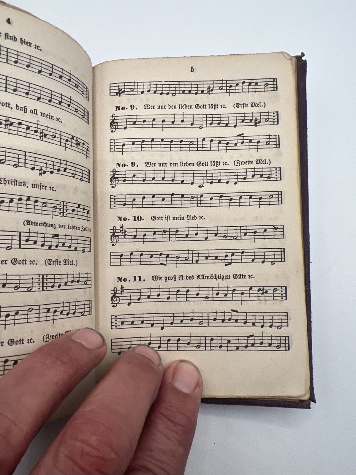 1866 German Gesang Buch, multi-part hymnal/song book, gilt leather binding.#1073 photo 6