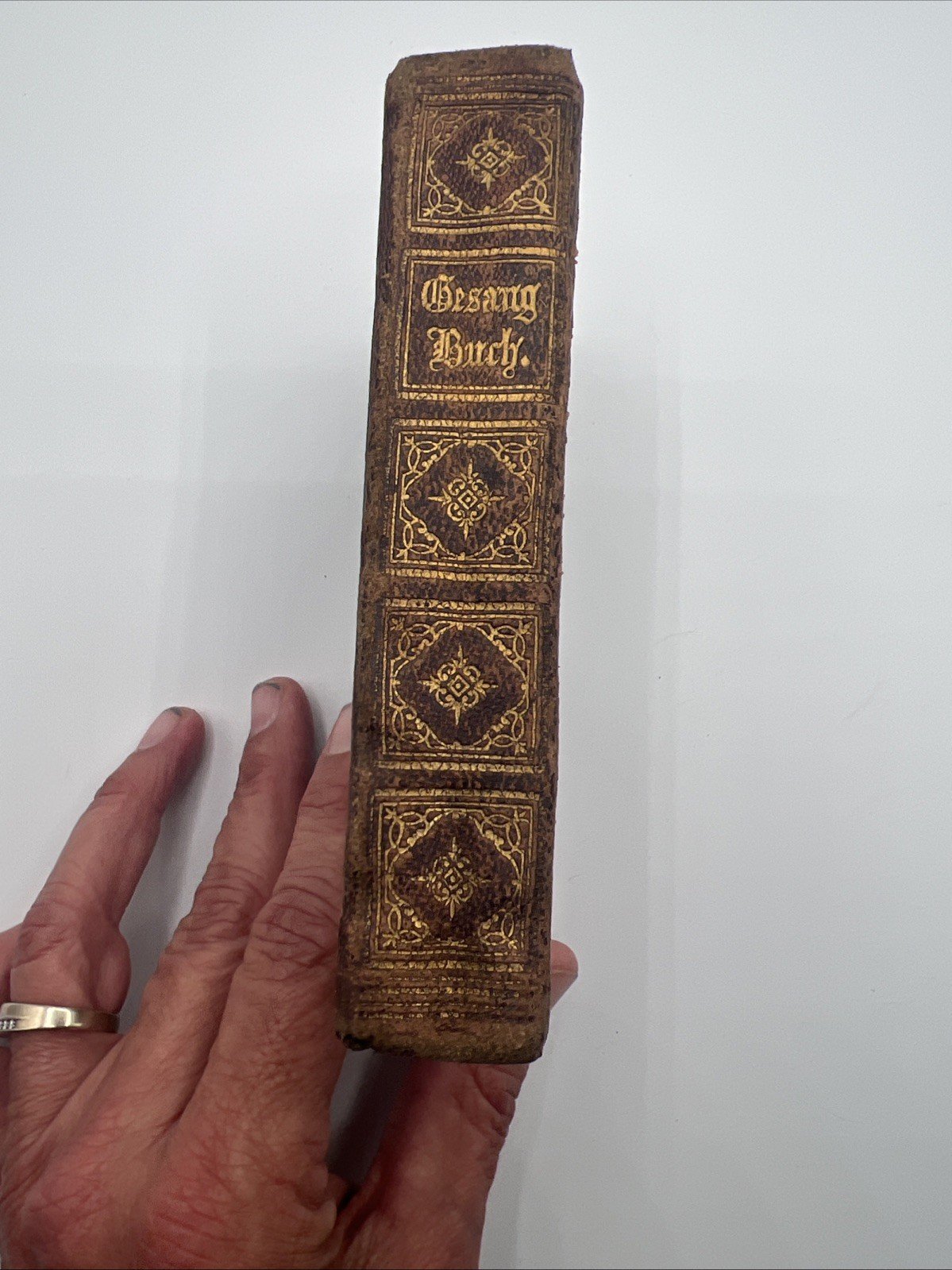 1866 German Gesang Buch, multi-part hymnal/song book, gilt leather binding.#1073 photo 8