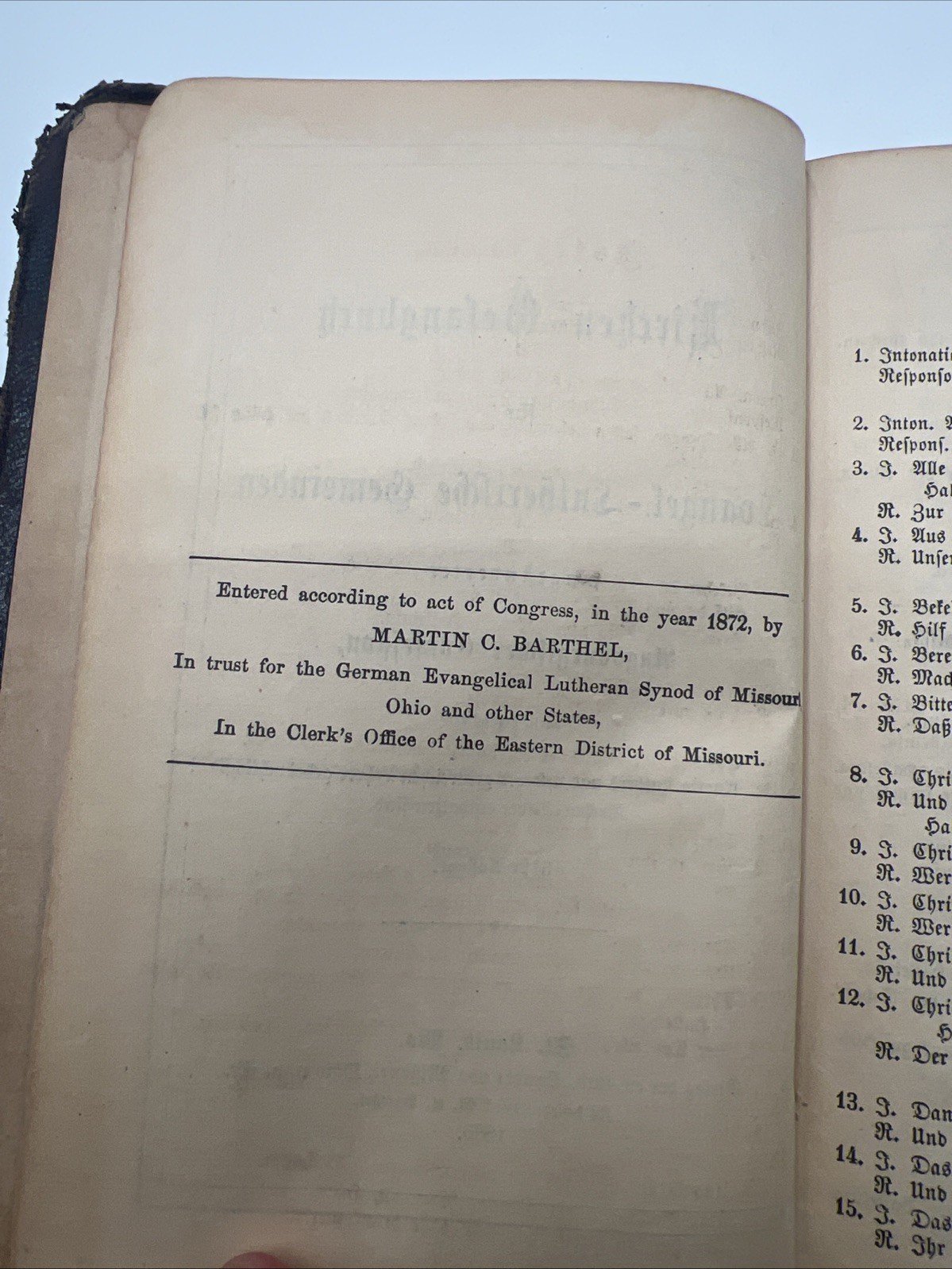 Antique 1872 Lutherisches Gesangbuch German Hymnal Leather Book  # 1074
