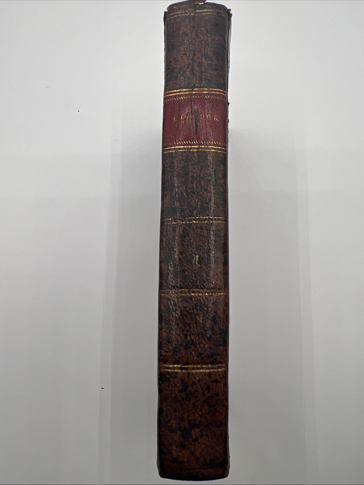 1808 William Cowper Poems Vol I Amherst NH Early American Leather Bound # 1077 photo 5