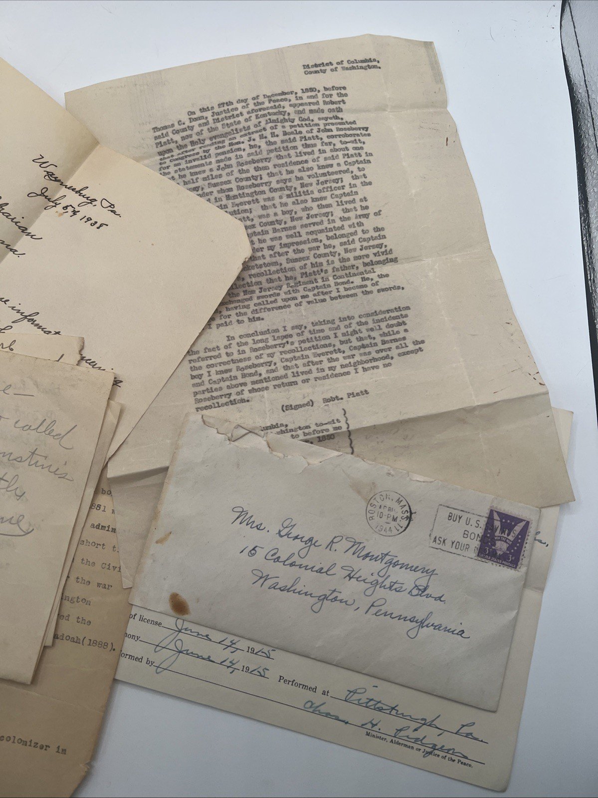 Piatt Family Genealogy Letters Documents 1850-1955 Vintage Lot # 1084