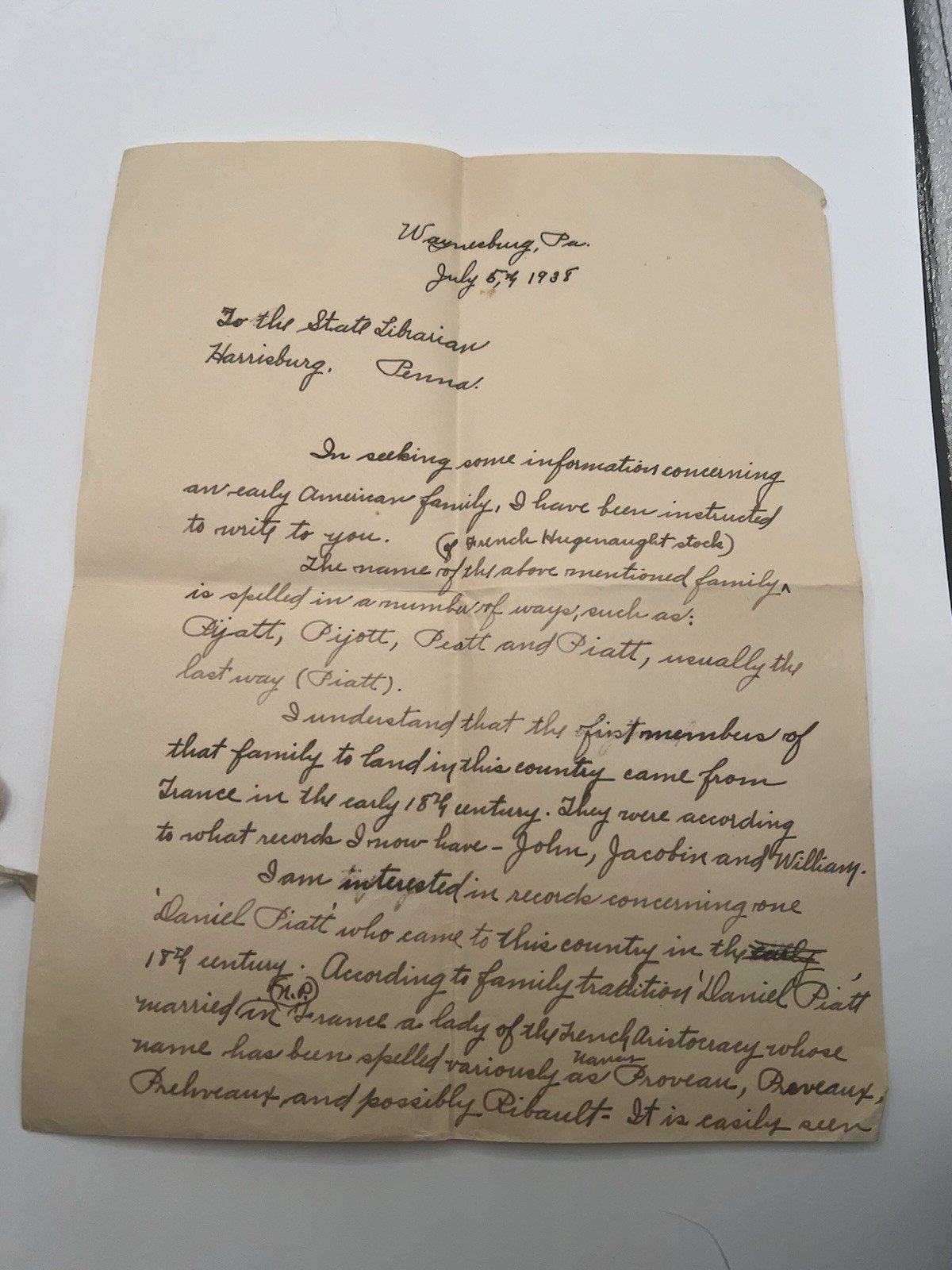 Piatt Family Genealogy Letters Documents 1850-1955 Vintage Lot # 1084 photo 2