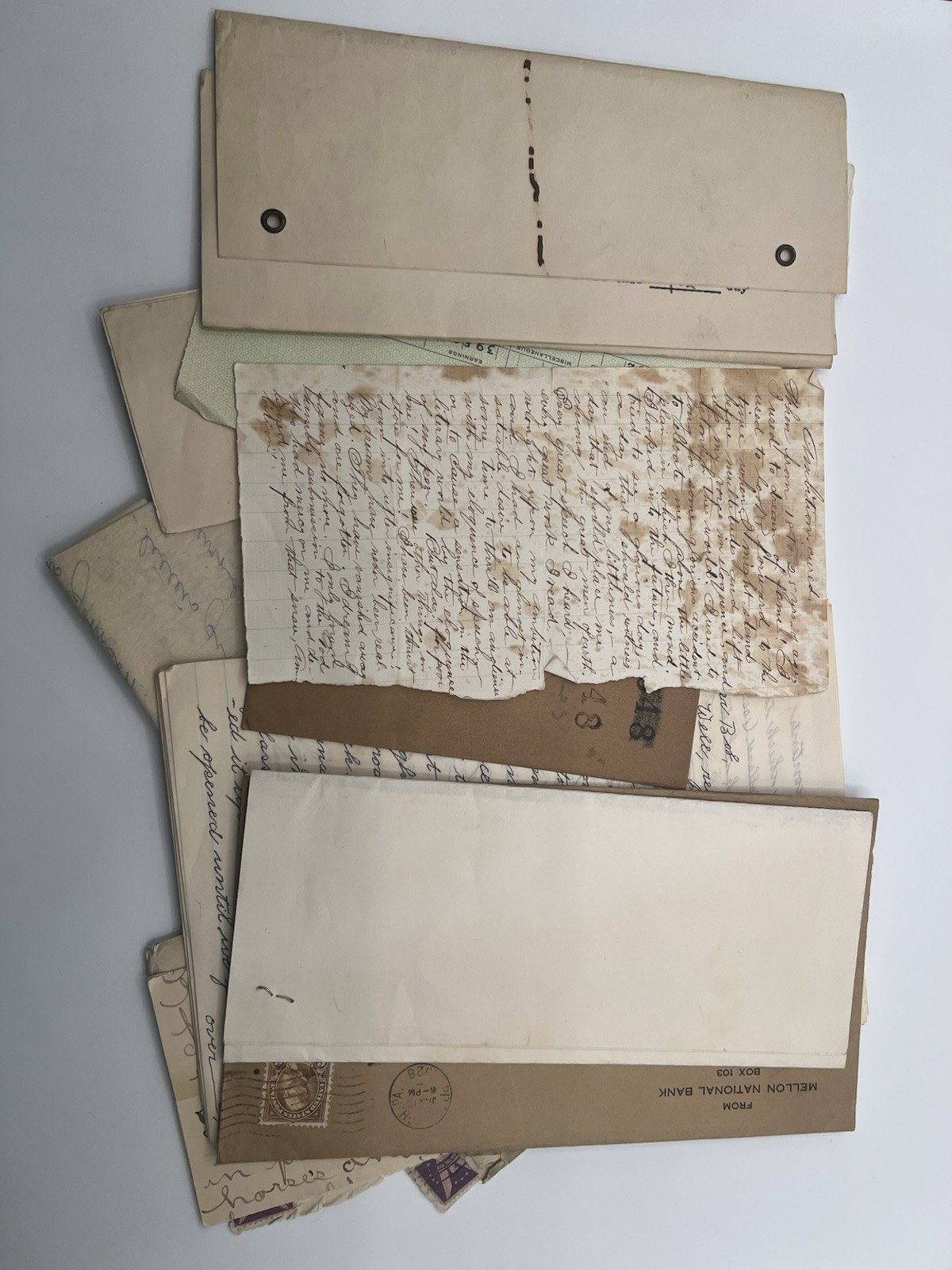 Large Vintage Letter & Document Lot Stamps Genealogy Ephemera # 1085