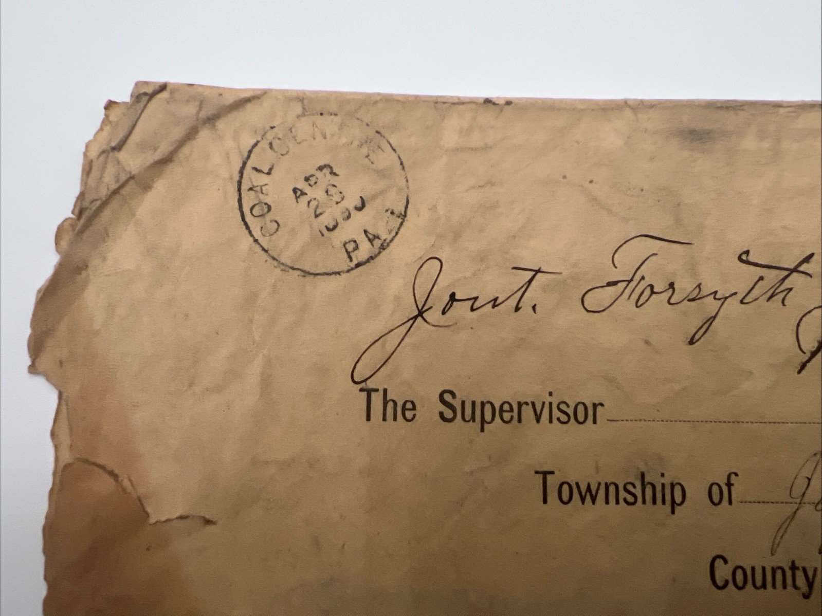Rare 1890 U.S. Census Office Cover Coal Center PA # 1088 photo 2