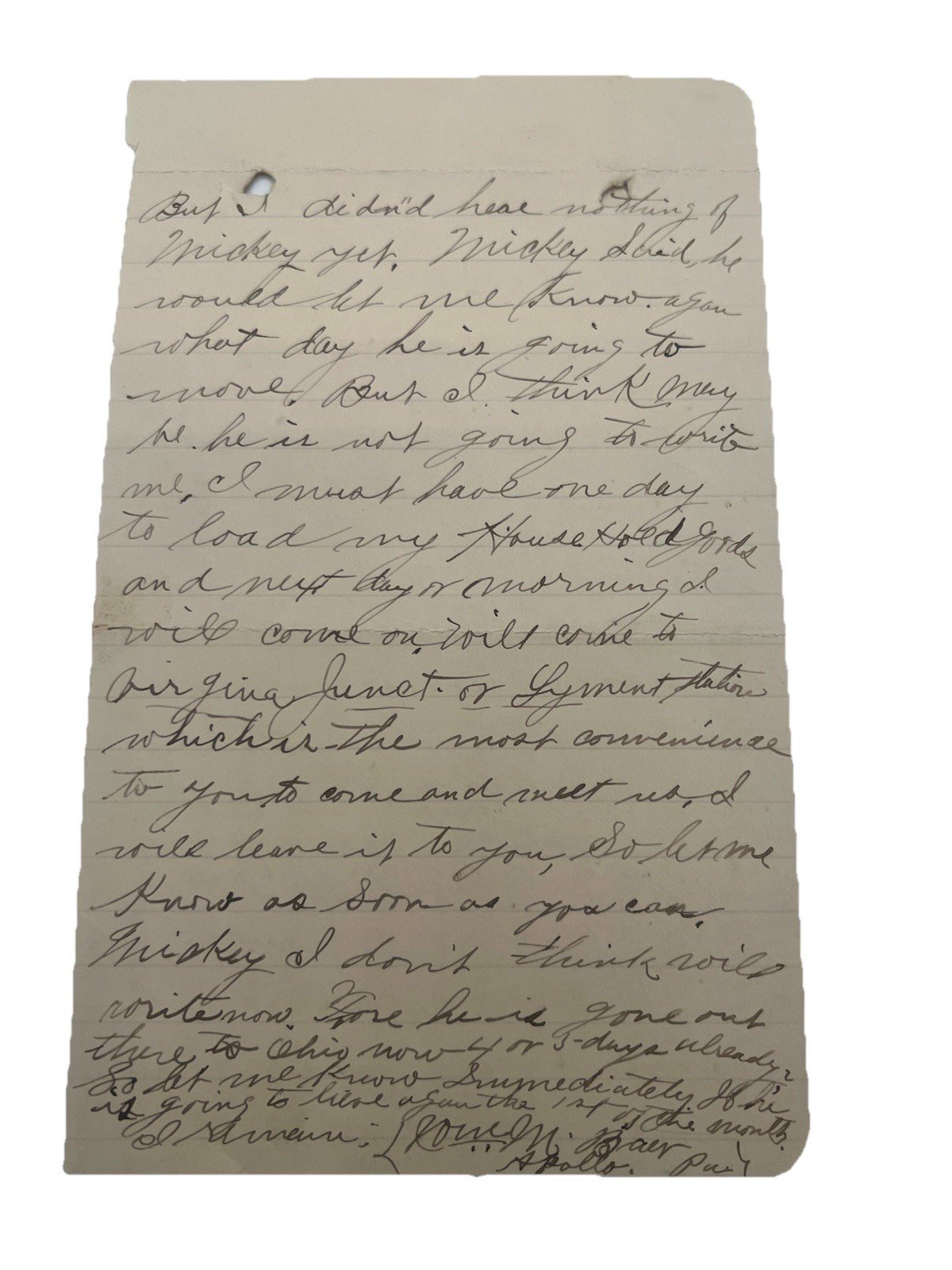 1894 Apollo PA Handwritten Letter  Victorian Correspondence  # 1089 photo 2