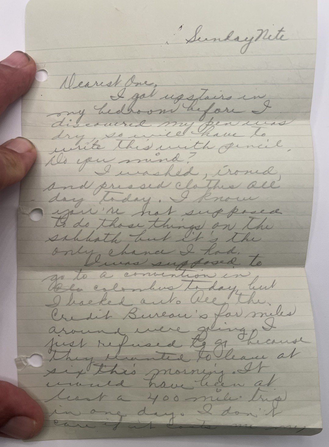 1947 Handwritten Love Letter & Envelope Hollidays Cove WV to NJ # 1090