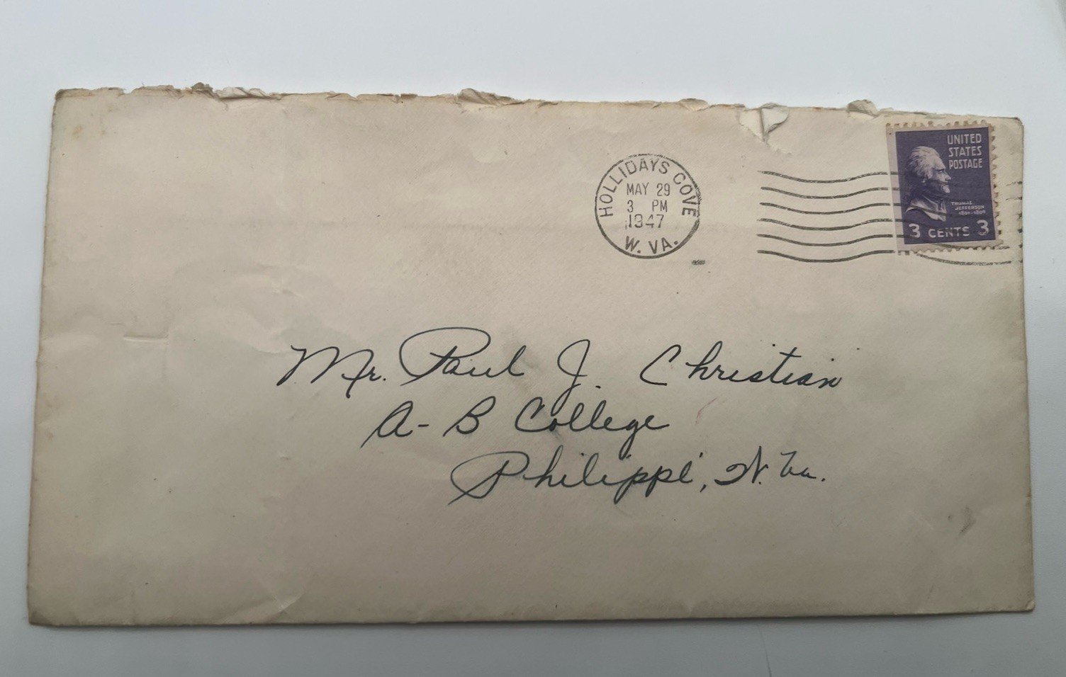 1947 Handwritten Love Letter & Envelope Hollidays Cove WV to NJ # 1090 photo 3