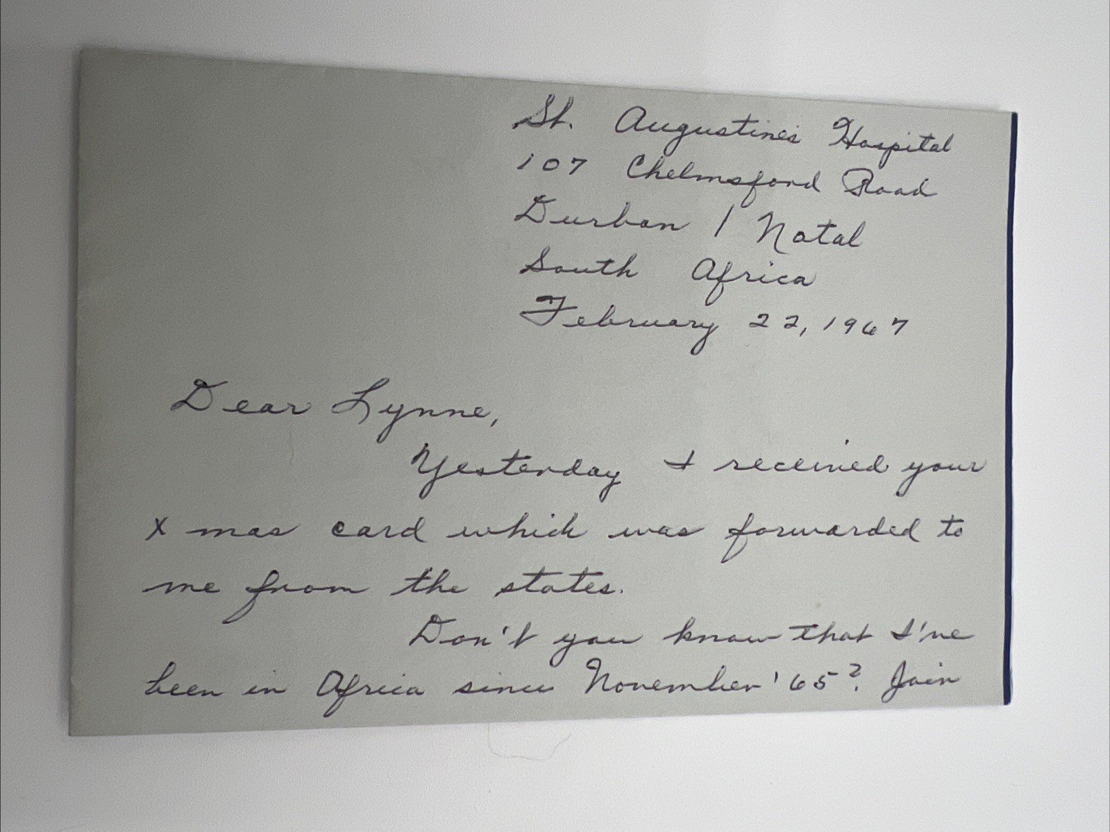 1967 South Africa Missionary Nurse Letter Pennsbury Manor Ephemera Lot # 1091 photo 5