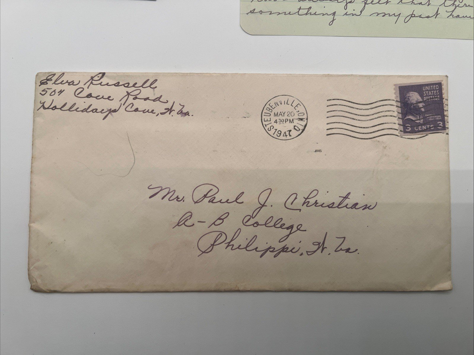 1947 Handwritten Love Letter w Envelope OH to WV Paul Christian Elsie # 1092 photo 4